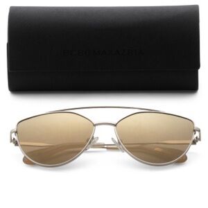 NWT BCBGMAXAZRIA 60mm Cat Eye Sunglasses in Pearl with Case and Cleaning Cloth